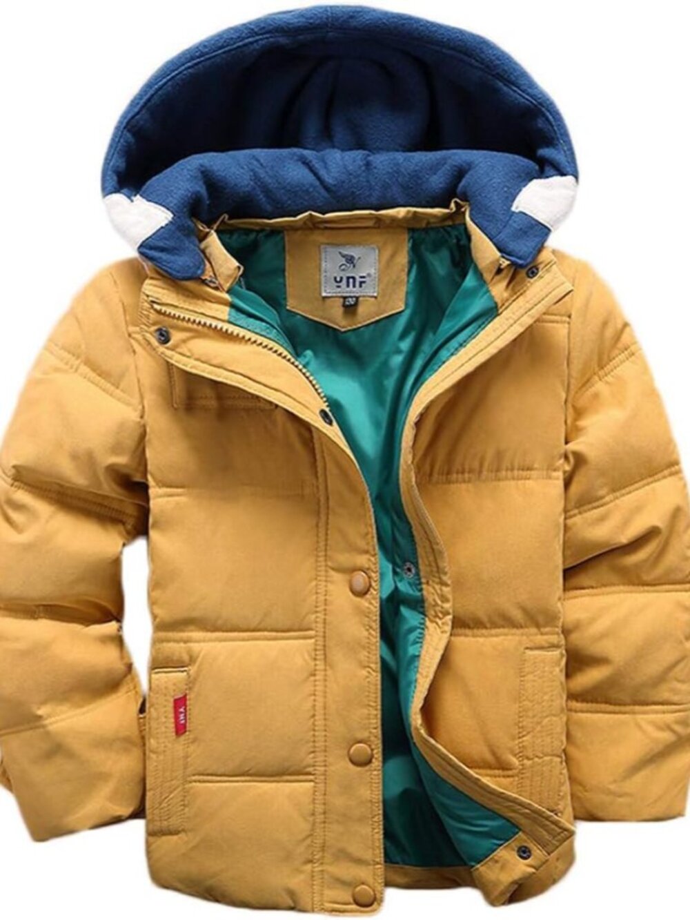 Boys Winter Puffer Hooded Jacket, Insulated Outdoor Casual Coat